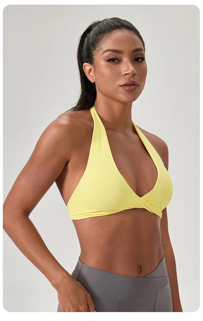 Halter Neck with Stylish Back Design Sexy Sports Bras