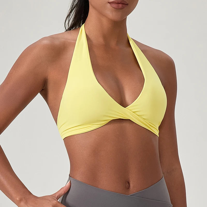 Halter Neck with Stylish Back Design Sexy Sports Bras
