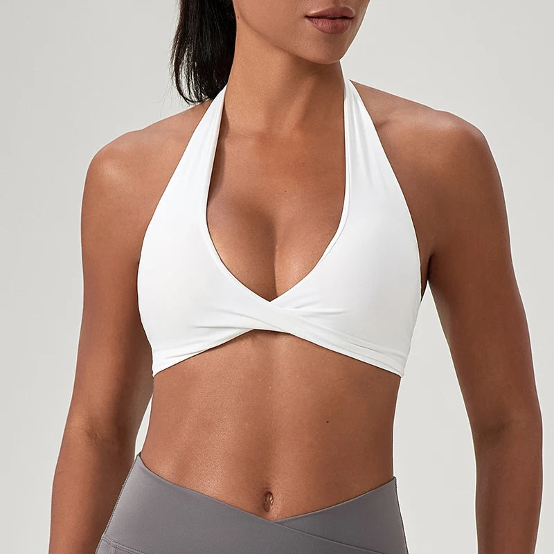 Halter Neck with Stylish Back Design Sexy Sports Bras