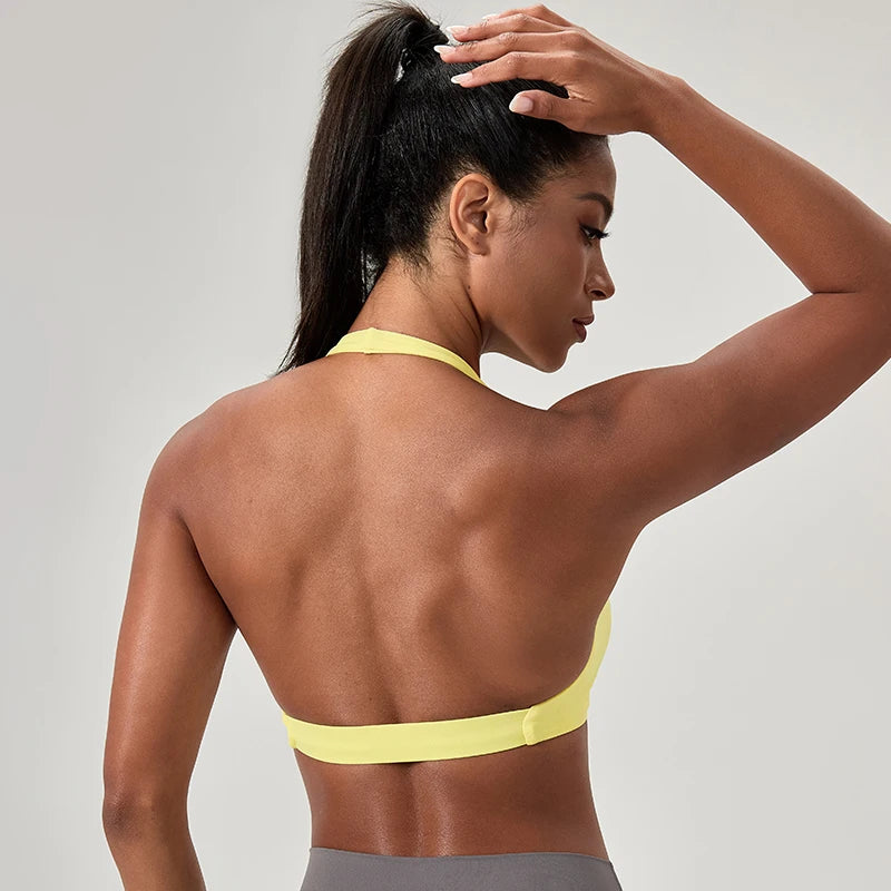 Halter Neck with Stylish Back Design Sexy Sports Bras