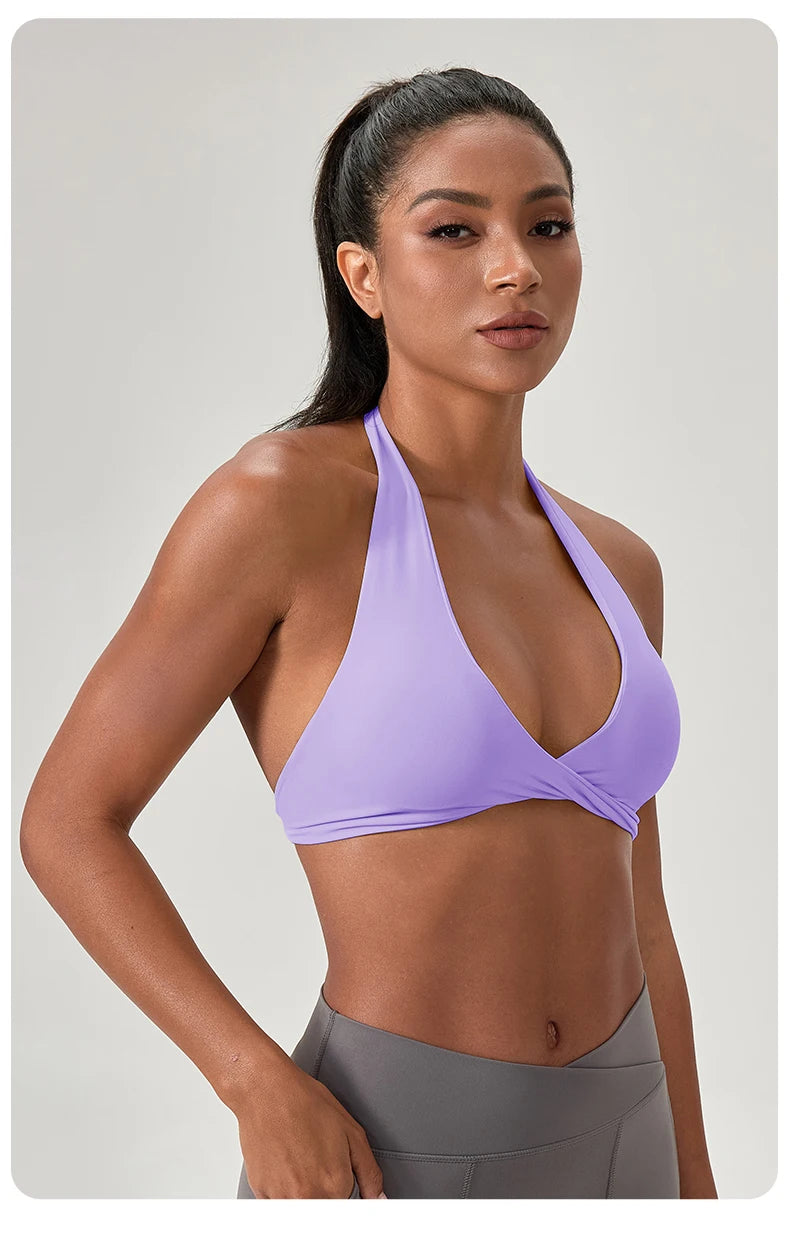 Halter Neck with Stylish Back Design Sexy Sports Bras