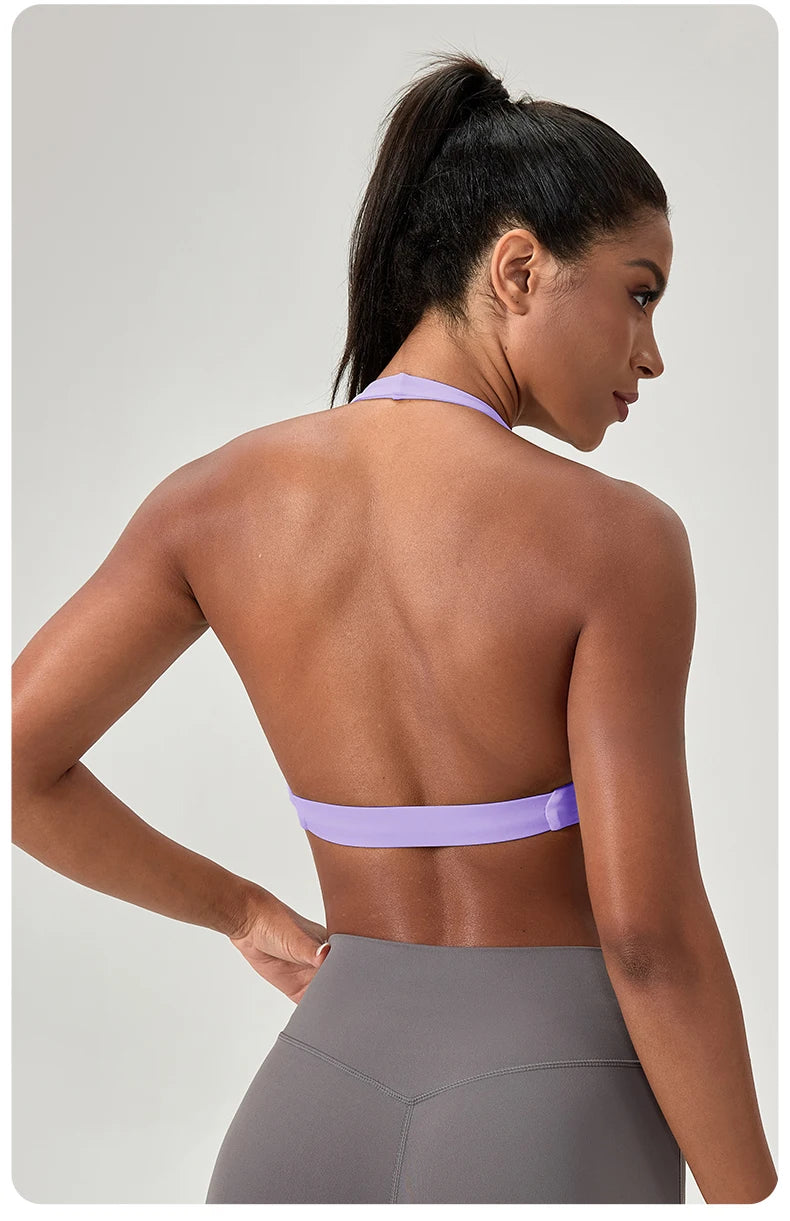 Halter Neck with Stylish Back Design Sexy Sports Bras