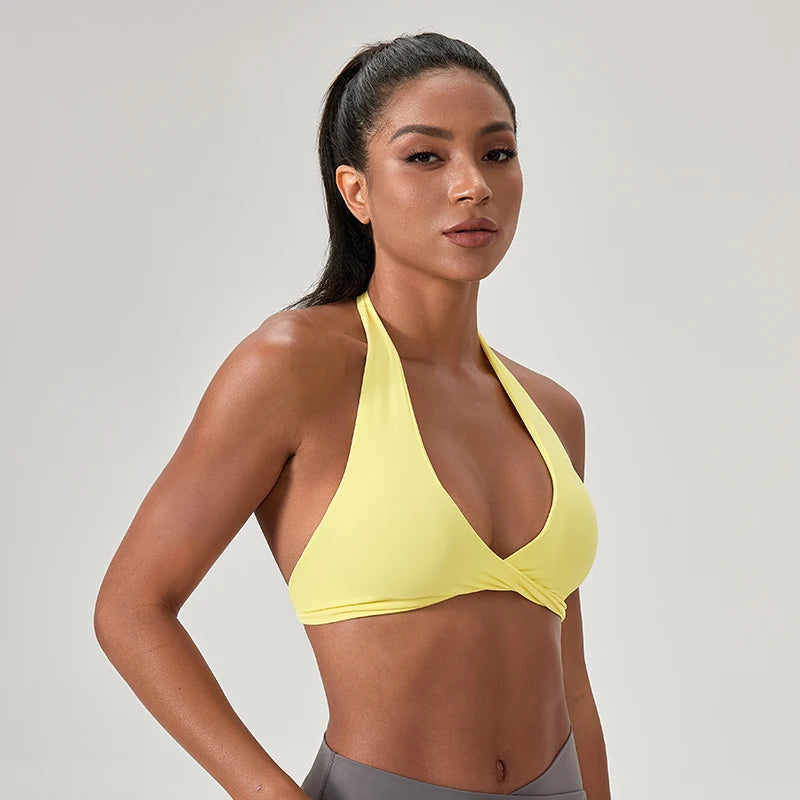 Halter Neck with Stylish Back Design Sexy Sports Bras