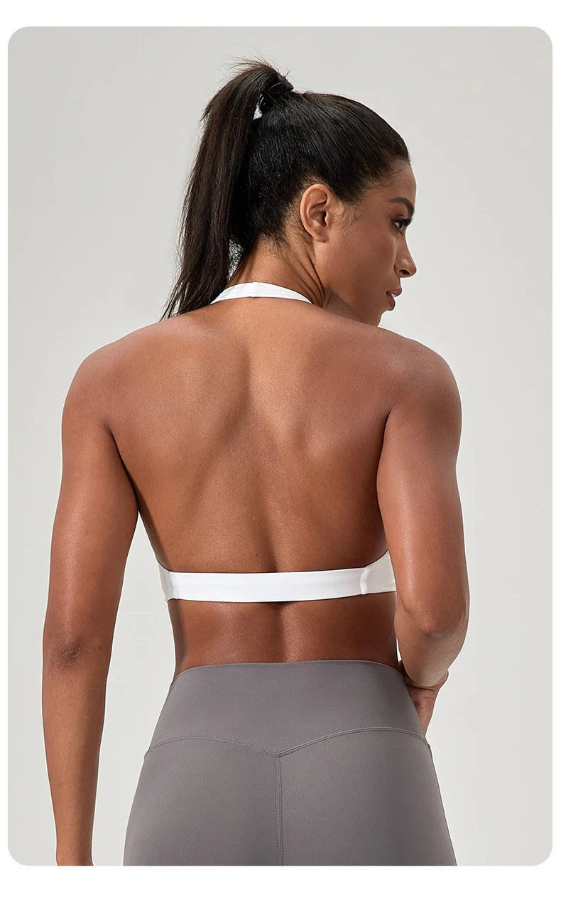 Halter Neck with Stylish Back Design Sexy Sports Bras