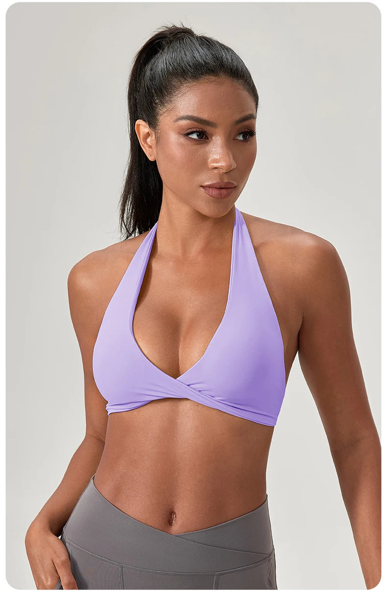 Halter Neck with Stylish Back Design Sexy Sports Bras