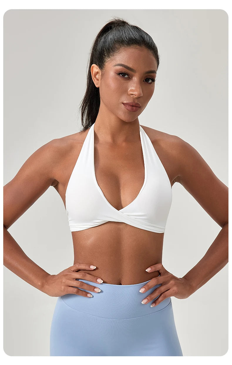 Halter Neck with Stylish Back Design Sexy Sports Bras