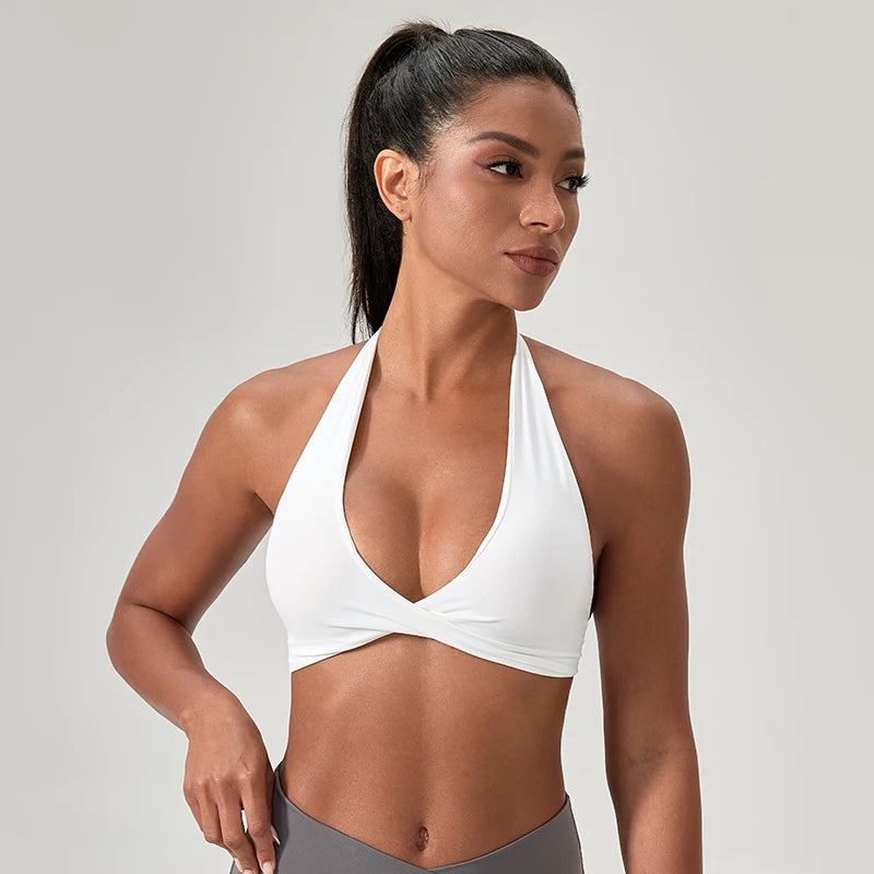 Halter Neck with Stylish Back Design Sexy Sports Bras