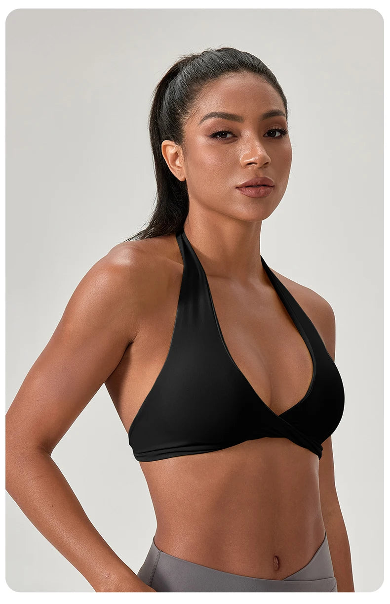 Halter Neck with Stylish Back Design Sexy Sports Bras