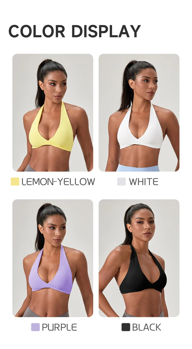 Halter Neck with Stylish Back Design Sexy Sports Bras