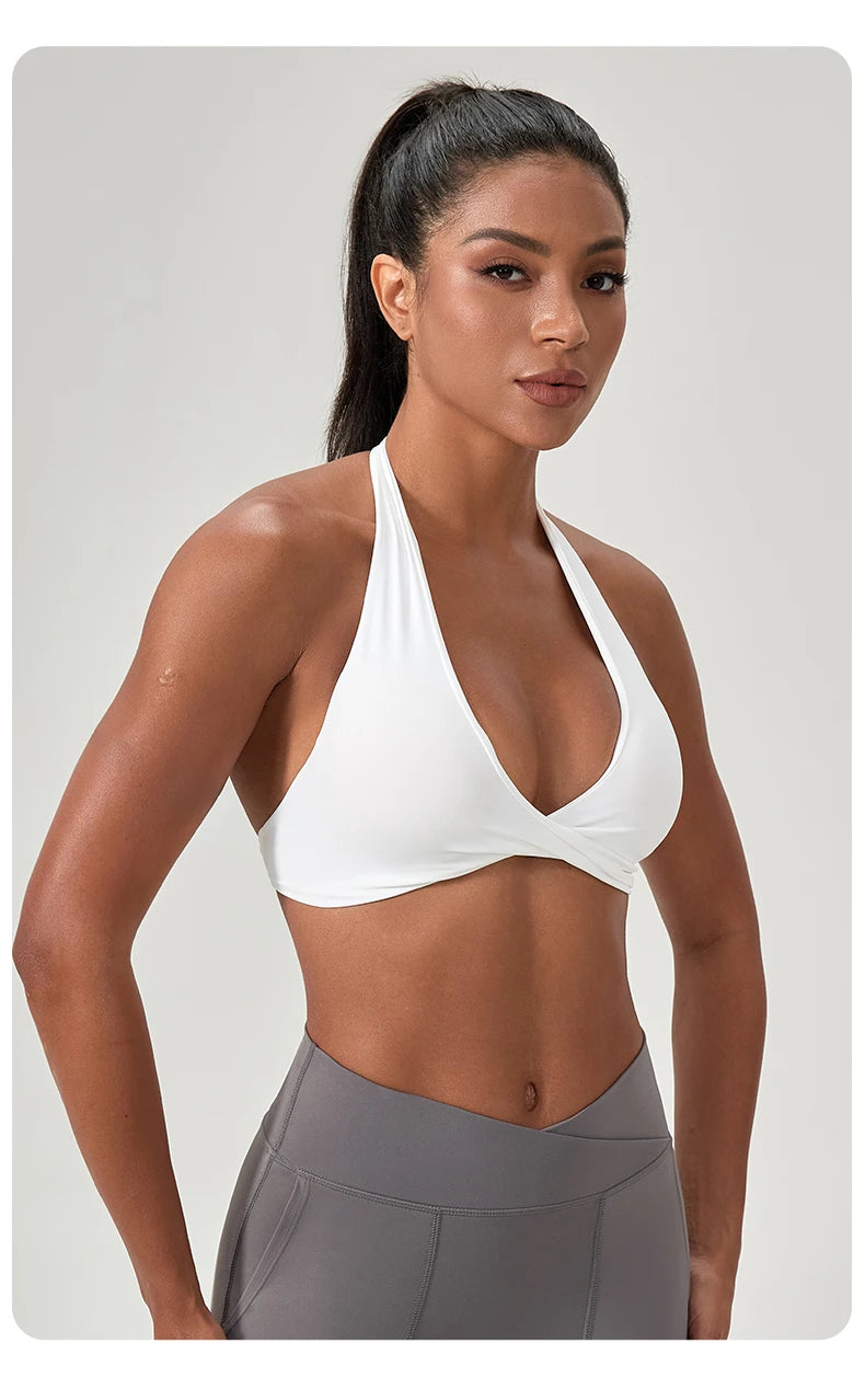 Halter Neck with Stylish Back Design Sexy Sports Bras