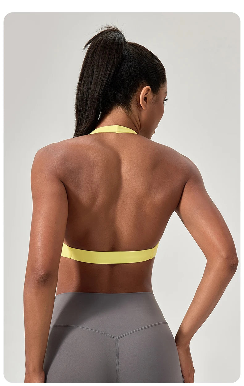 Halter Neck with Stylish Back Design Sexy Sports Bras