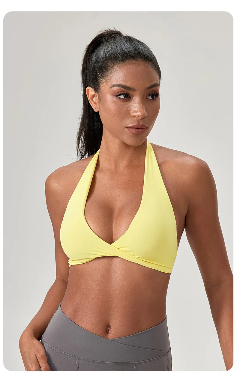 Halter Neck with Stylish Back Design Sexy Sports Bras